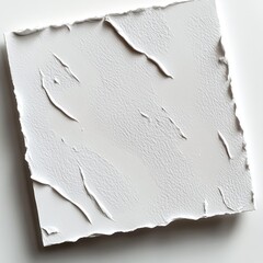 Fototapete - single, isolated, square white paper sticker with visible creases and wrinkles By Generated AI