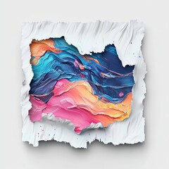 Fototapete - A square, white paper sticker with a painted or illustrated design By Generated AI