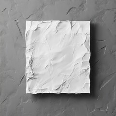 Fototapete - single, isolated, square white paper sticker with visible creases and wrinkles By Generated AI