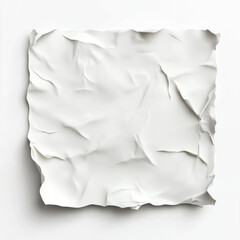 Fototapete - single, isolated, square white paper sticker with visible creases and wrinkles By Generated AI