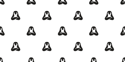 Poster - penguin seamless pattern arms crossed cartoon bird doodle tile background scarf isolated gift wrapping paper repeat wallpaper illustration design