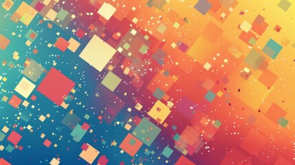 Poster - an abstract pixel art background with bright colors and a retro feel, offering a unique and playful 