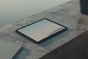 Poster - A tablet computer placed on a table, ready for use