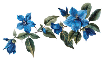 Poster - PNG Elegant blue floral illustration