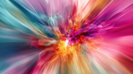 Poster - Abstract background with dynamic motion and vibrant hues. Plenty of copy space in the middle.