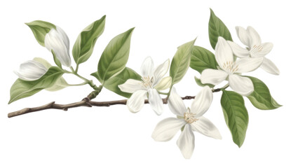 Wall Mural - PNG Elegant white floral branch illustration