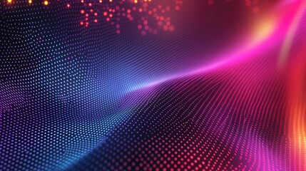 Poster - Abstract digital background with a futuristic grid pattern and vibrant colors. Copy space on the top.