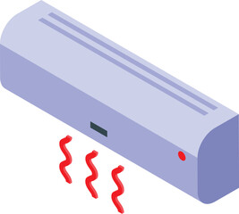 Poster - Isometric view of a wall mounted air conditioner blowing hot air