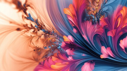 Aufkleber - Abstract fractal design with bright colors and intricate details. Plenty of copy space on the left.