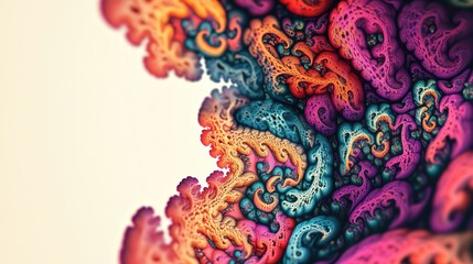Aufkleber - Abstract fractal design with bright colors and intricate details. Plenty of copy space on the left.