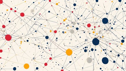 Poster - Abstract pattern with interconnected lines and dots. Plenty of copy space in the upper right corner.