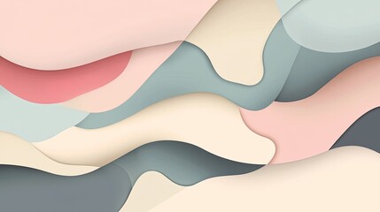 Aufkleber - Abstract pattern with smooth curves and pastel shades. Ample copy space in the top right corner.