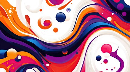 Aufkleber - Abstract swirl pattern with bold colors and dynamic shapes. Ample copy space on the top.
