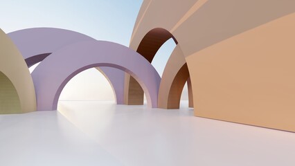 Abstract architecture background arched interior 3d render