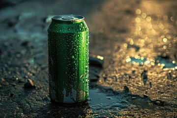 Wall Mural - A can of soda sitting on the ground