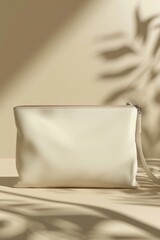 Canvas Print - A single white purse sits on a table, ready to be used or displayed