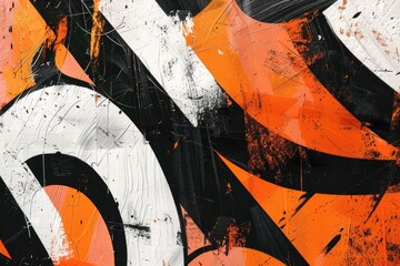 Poster - Close-up view of an orange and black painting, featuring intricate details