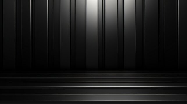 Abstract black and white striped background with a horizontal platform.
