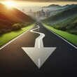 © Владимир Стеблев - A conceptual image featuring an asphalt road with a direction arrow, symbolizing the idea of choosing a path or direction