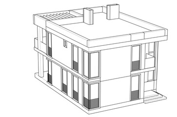 house building sketch architecture 3d illustration