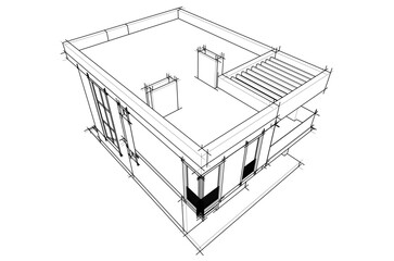 house building sketch architecture 3d illustration