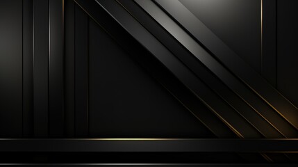 Fototapete - Abstract black and gold background with geometric lines.