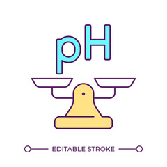 Sticker - PH level RGB color icon. Acidity and basicity. Chemical analysis. PH scale. PH balance water. Chemistry concept. Isolated vector illustration. Simple filled line drawing. Editable stroke