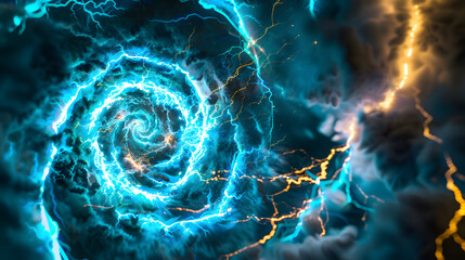 Wall Mural - A blue and green swirl of light and fire. 