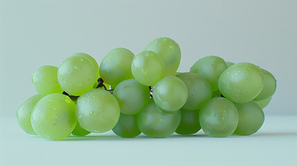 A bunch of green grapes on a minimalist white background 