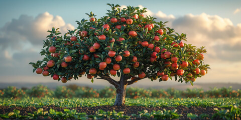 Apple tree. Ripe apples on a tree in a garden