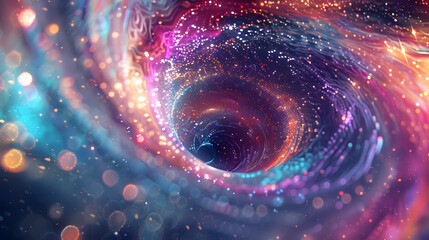 Canvas Print - a colorful spiral galaxy with a large hole in the middle. the colors are vibrant and the spiral shap