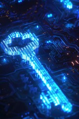 Poster - A computer circuit board featuring a glowing key component