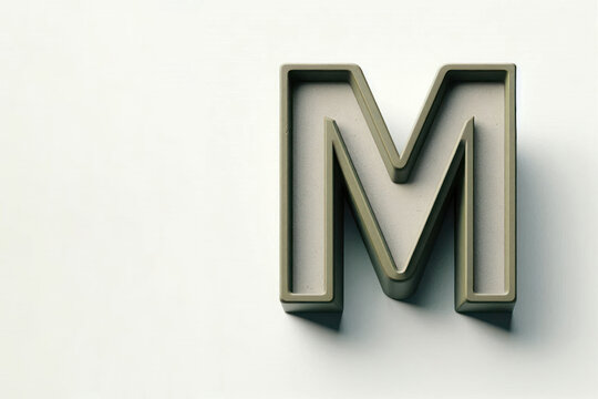 A single letter M on a clean background. Space for text.