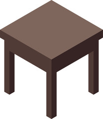 Poster - simple brown square wooden table with four legs on white background isometric icon