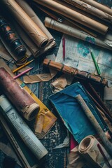 Poster - Various art materials arranged on a table