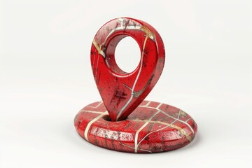 Poster - A close-up shot of a red pin sculpture on a white background