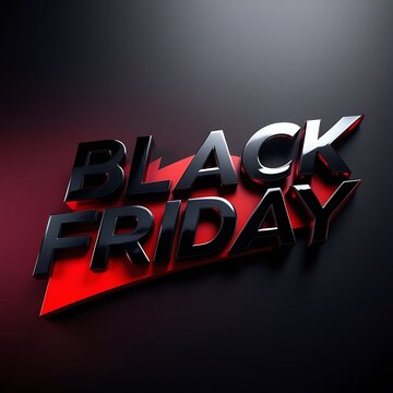 Black friday sale inscription gold letters on a black background, horizontal banner, design template. Copy space, creative background. 3D illustration, 3D design.