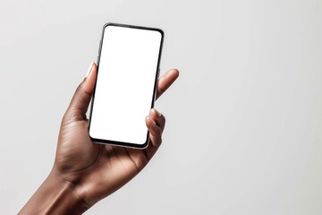 Poster - A person is holding a cell phone with a white screen, great for use in technology and modern life scenes