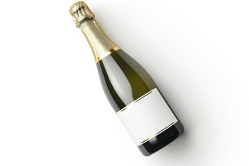 Poster - A single bottle of champagne placed on a clean white surface, ideal for use in lifestyle and product photography