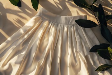 Sticker - A close-up view of a white dress lying on a table, perfect for editorial or commercial use in fashion and lifestyle contexts