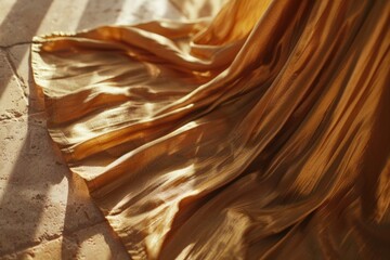 Poster - A close-up view of a curtain on the floor, perfect for use in interior design or decoration projects