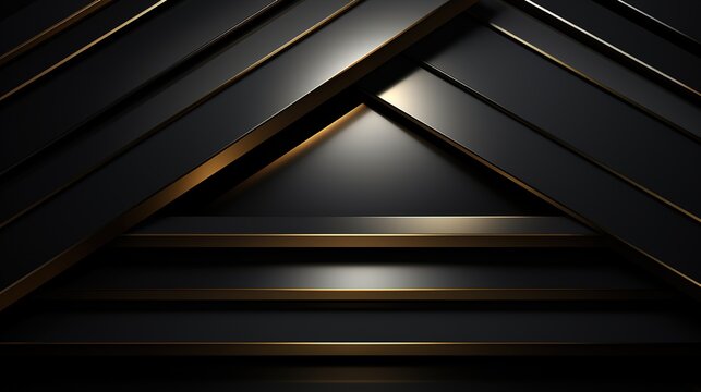 Abstract black and gold geometric background with empty space for text.