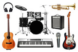 PNG music instrument element set, transparent background