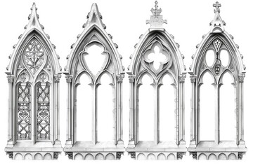 Poster - A black and white drawing of three Gothic-style windows