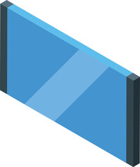 Poster - Minimalist blue glass panel forming a partition wall in an office