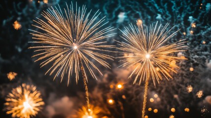 Poster - Dazzling fireworks lighting up the sky in a stunning display