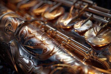 Poster - A close-up shot of a gold instrument, suitable for use in editorial or commercial contexts where precision and clarity are key