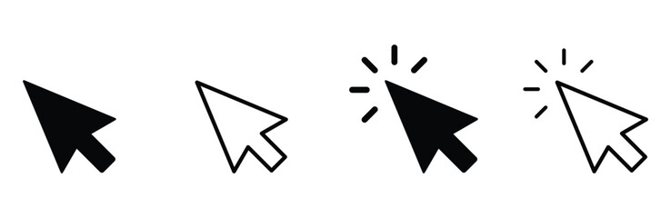 Click icon set  arrow cursor mouse pointer clicking vector sign symbol collection