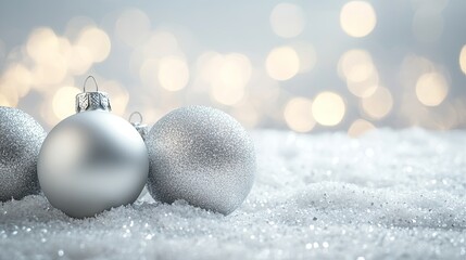 Canvas Print - Silver and White Christmas Ornaments