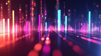 Poster - graph with blurred lines and flashing lights representing statistical analysis